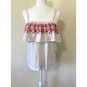 NWT Sanctuary Women's tank top Size small embroidered ruffle boho lightweight